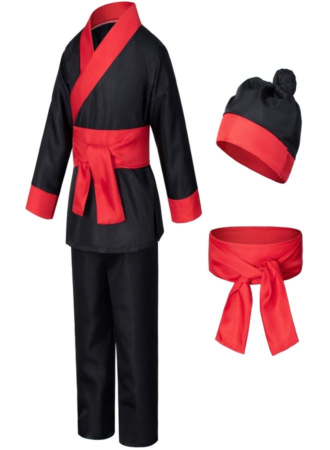 Elibelle Dress up Warrior Samurai Costume Boys Halloween for Kids 130cm 6-7yrs Black - Image 1